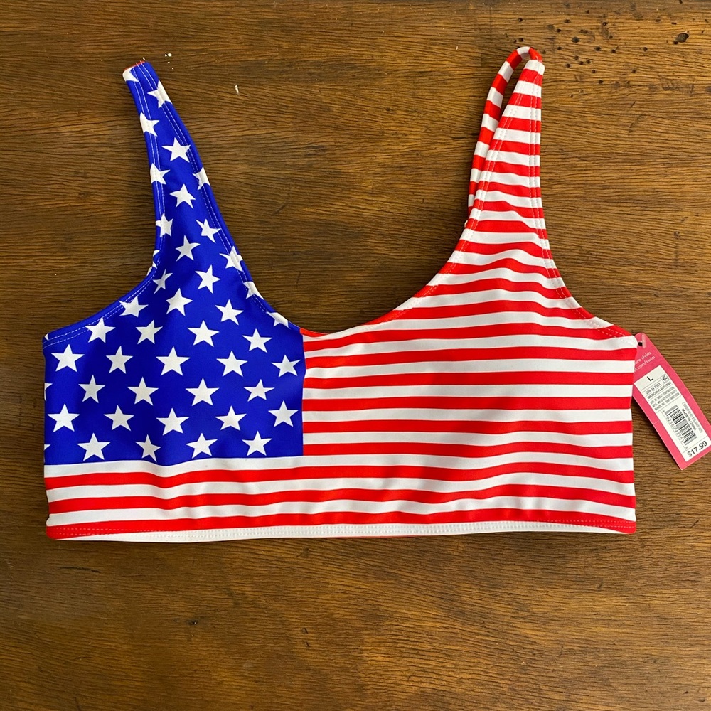 NWT American Flag Bikini Top